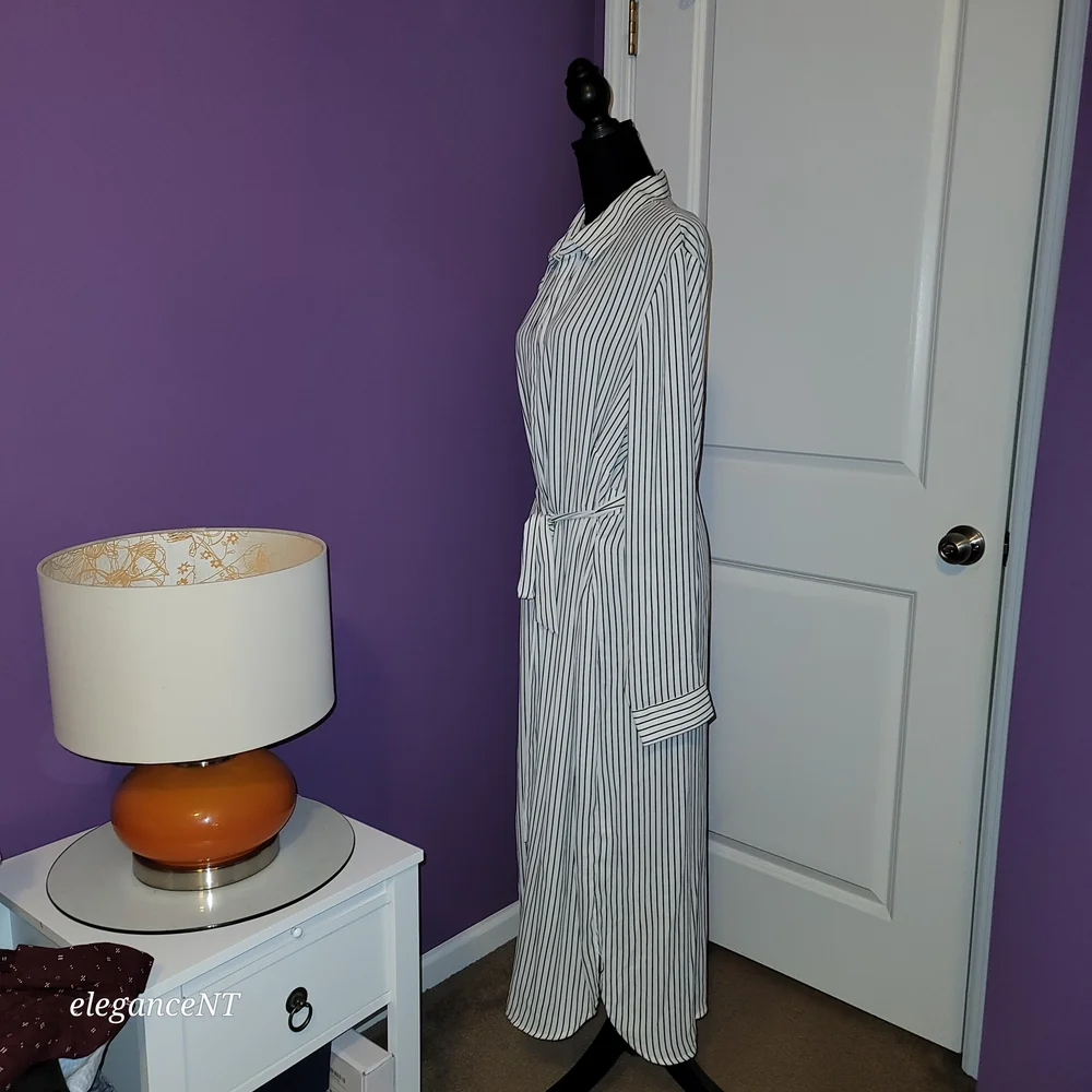 Forever 21 Black and White Belted Striped Cardigan SZ: 1X - Picture 5 of 9